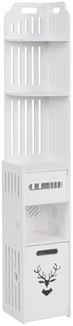 VECELO Corner Shelf Stand White Bathroom Cabinet
