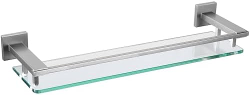 LANC Tempered Glass Floating Shelf 20-Inch Brushed Nickel