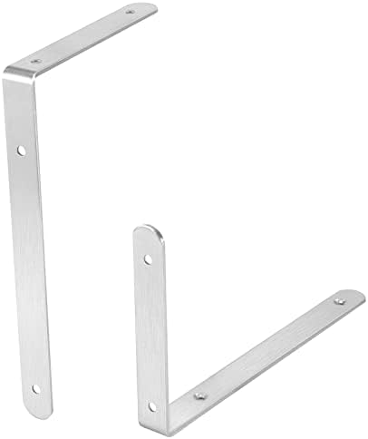 JAPCHET 8 Pack 10x6x1 Inch Heavy Duty Silver L Shelf Bracket
