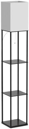 SUNMORY Floor Lamp with Shelves Black
