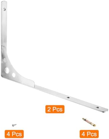 Uxcell Stainless Steel Shelf Brackets 2Pcs 16 Side Supporter