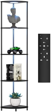 Corner Shelf with RGB LED Light Floor Lamp