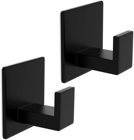 VINHOLD Adhesive Shower Hooks 2 Pack Black