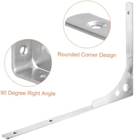 Uxcell Stainless Steel Shelf Brackets 2Pcs 16 Side Supporter