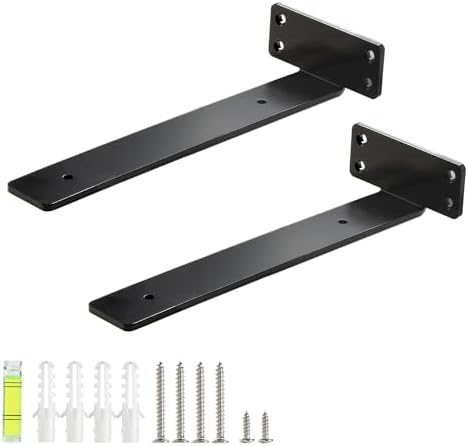 HEART ART L-Shaped Shelf Bracket 10 Inch 2 Pack Black