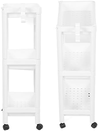 Freestanding Bathroom Shelf with 3 Layers and Wheels
