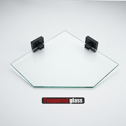 JQK Corner Glass Shelf Black 2 Pack TGS290L10-PB-P2