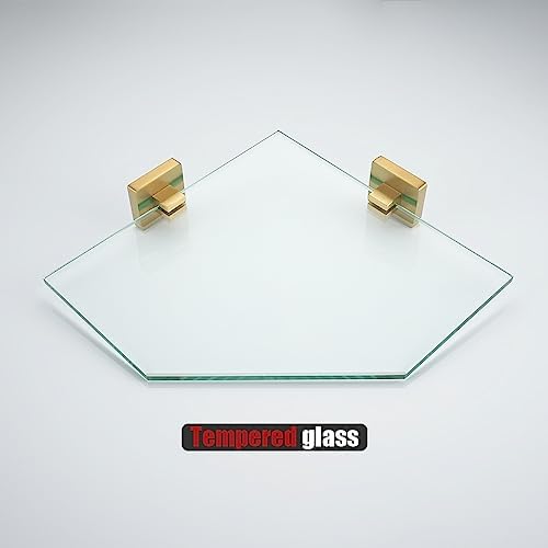 JQK Corner Glass Shelf Brushed Gold 2 Pack 1