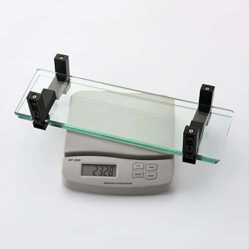 KES 2 Pack Tempered Glass Floating Shelves for Bathroom Matte Black