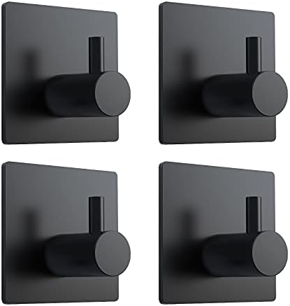 VISV Adhesive Towel Hooks 4 Pcs Black Matte