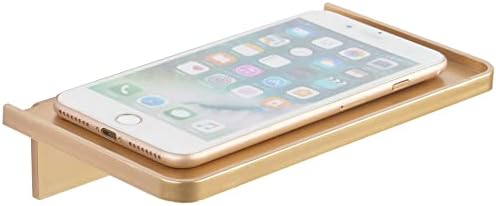 MATIMASU Stick-on Wall Shelf - Small Clear Phone Holder Wipes Rack Gold