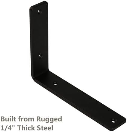 4 Pack 12 Inch Heavy Duty Floating Shelf Brackets - Black Powder Coated Steel