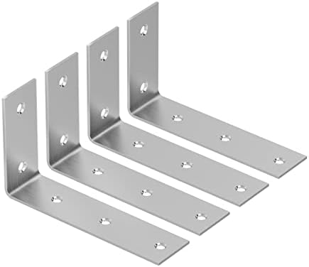 YUMORE Heavy Duty Shelf Bracket 7 Inch L-Shaped 4 Pack