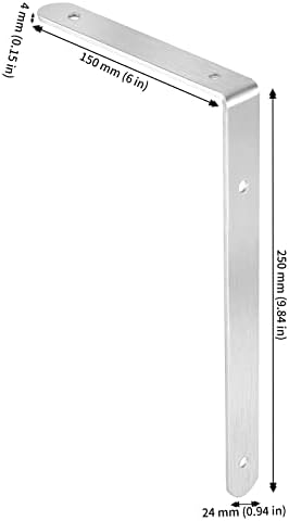 JAPCHET 8 Pack 10x6x1 Inch Heavy Duty Silver L Shelf Bracket
