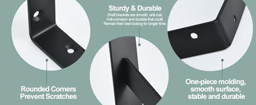 12 Pack Heavy Duty Black Shelf Brackets