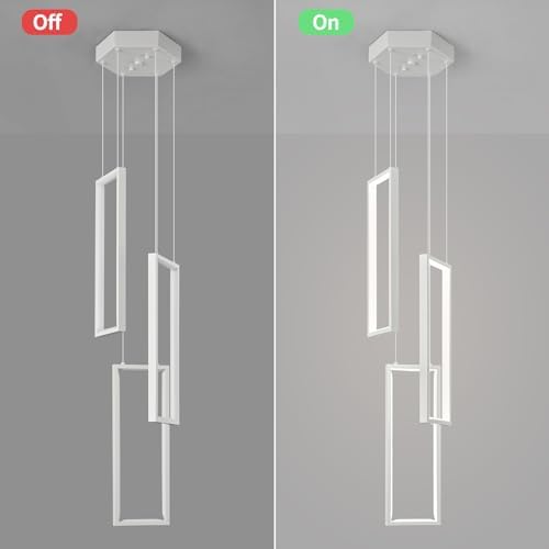 Modern White 40W LED Pendant Light with 3 Rings