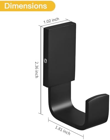 BESy Brass Towel Hook Matte Black No Drilling