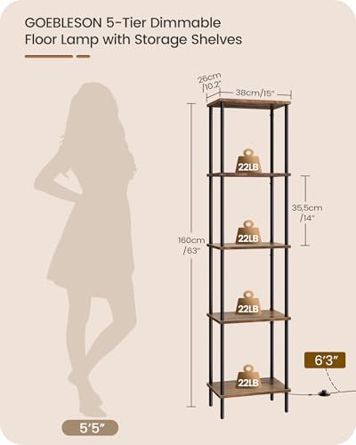 GOEBLESON 5-Tier Corner Shelf Lamp with Light