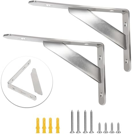 Heavy Duty L Shelf Bracket 2 Pack - 6 Inch Invisible Mounting Hardware