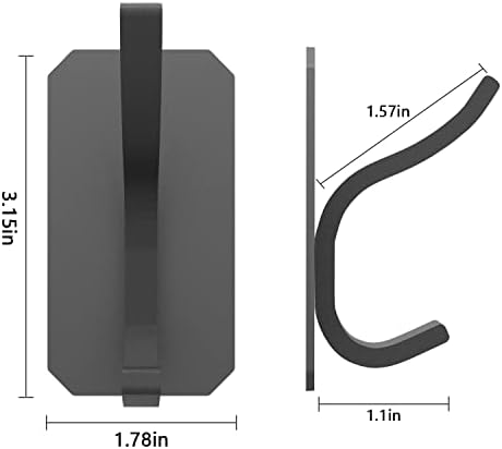 PMMASTO Self-Adhesive Towel Hooks - Heavy Duty Black K Shape 6PC