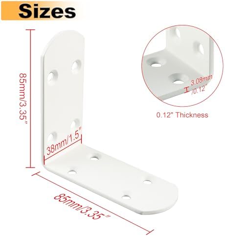 Alise 4Pcs Stainless Steel L Brackets for Shelves White