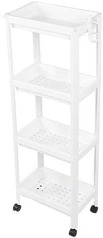 Freestanding 4-Layer Bathroom Shelf with Wheels