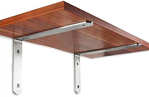 JAPCHET 8 Pack 10x6x1 Inch Heavy Duty Silver L Shelf Bracket