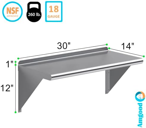 AmGood 14 X 30 Stainless Steel Wall Shelf