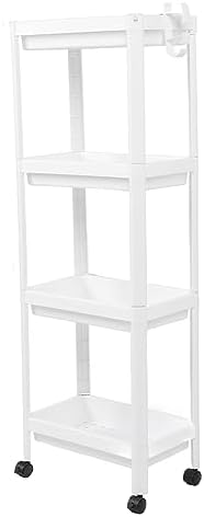 Freestanding 4-Layer Bathroom Shelf with Wheels