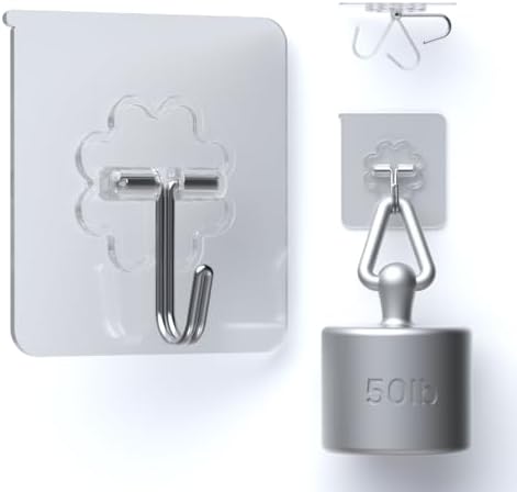 DDMY 24 Pack Transparent Wall Hooks 33lb Max Heavy Duty