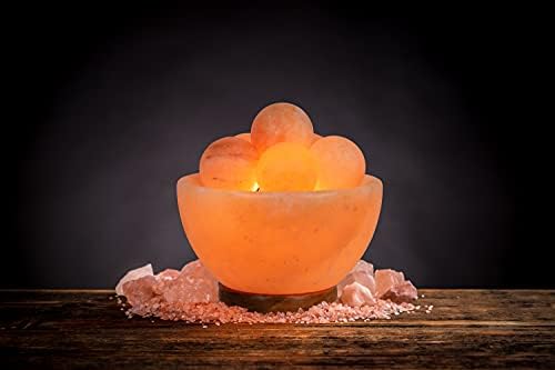 Spantik Himalayan Fire Bowl Salt Lamp with 6 Massage Balls