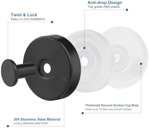 EASETROL Suction Cup Hooks for Shower 2 Pack