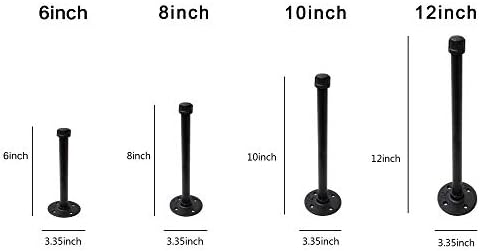 Industrial Black Iron Pipe Shelf Brackets for Floating Shelves 12 4 6