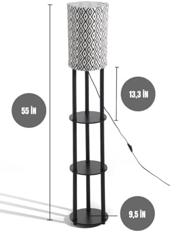 Modern Floor Lamp with Shelves for Living Room and Bedroom