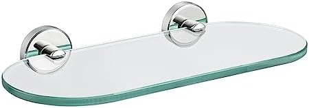 JQK Chrome Bathroom Glass Shelf 12x5 Inches