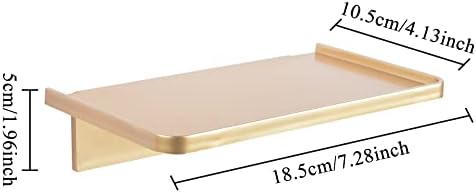 MATIMASU Stick-on Wall Shelf - Small Clear Phone Holder Wipes Rack Gold