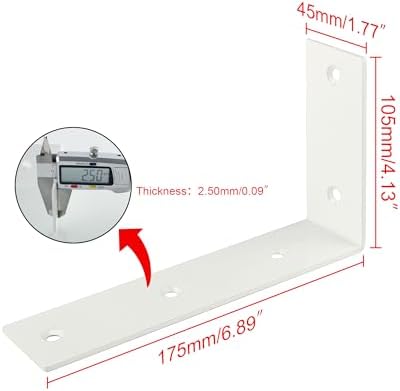 Alise Heavy Duty L-Shaped Shelf Brackets - White 7x42 Inch Pack of 4