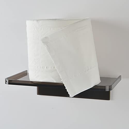 MATIMASU Stick-on Wall Shelf - Small Clear Phone Holder Wipes Rack Gold