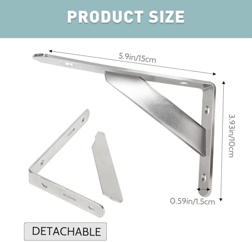 Heavy Duty L Shelf Bracket 2 Pack - 6 Inch Invisible Mounting Hardware