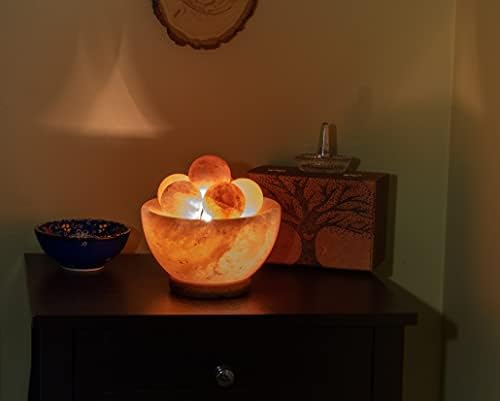 Spantik Himalayan Fire Bowl Salt Lamp with 6 Massage Balls