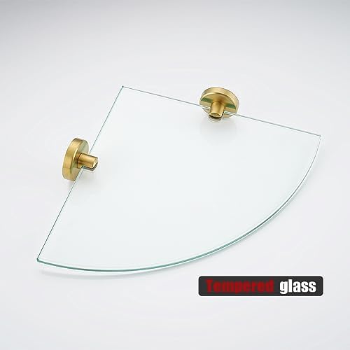 JQK Corner Glass Shelf Brushed Gold 2 Pack