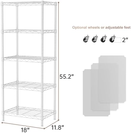 SINGAYE 5 Piece Adjustable Metal Wire Shelves Organizer