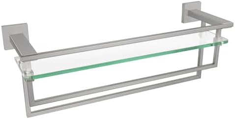 LANC Glass Shelf with Towel Rails 20 Inch Floating Tempered Bathroom Storage