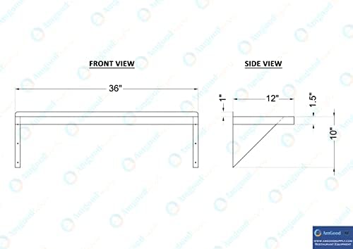 AmGood 12in x 36in Stainless Steel Wall Shelf Heavy Duty