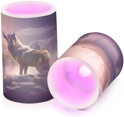 YETTASBIN Wolf Flameless Candles with Remote Control and Timer 2 Pack