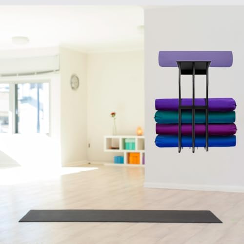 Camping Chair Wall Storage Rack with Floating Shelf and 4 Hooks Black