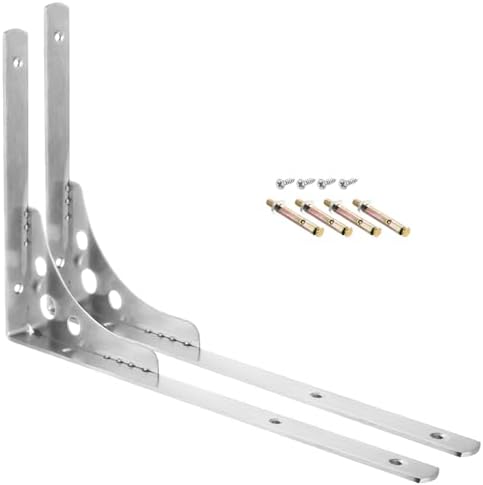 Uxcell Stainless Steel Shelf Brackets 2Pcs 16 Side Supporter