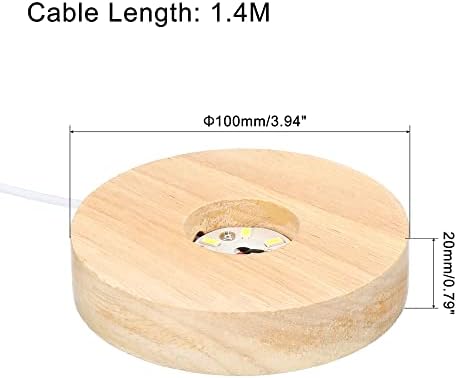 PATIKIL Round Wooden LED Light Base Stand with White Lights