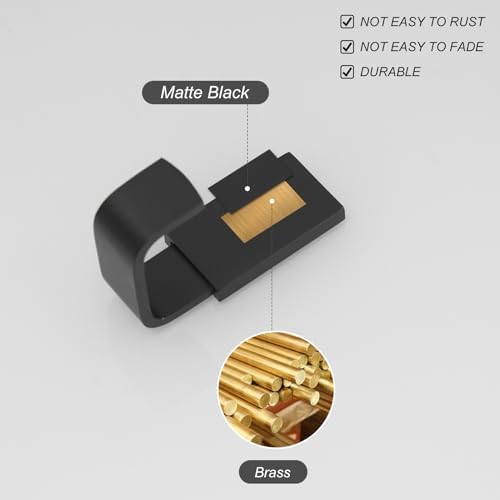 BESy Brass Towel Hook Matte Black No Drilling