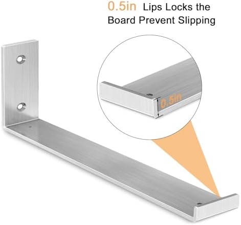 Stainless Steel Floating Shelf Brackets 10 Inch 6 Pack